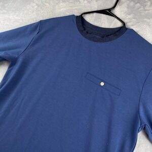 Mugsy Sweatshirt Mens Large Blue Lightweight Fleece Super Soft Pocket Crewneck